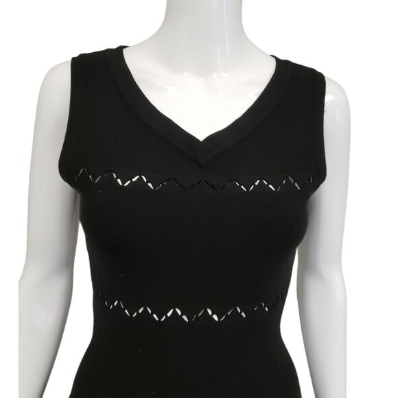 ALAIA Black Wool Blend Knit V-neck Cutout Skater Short Dress Size 40 US 8 New - Picture 5 of 8